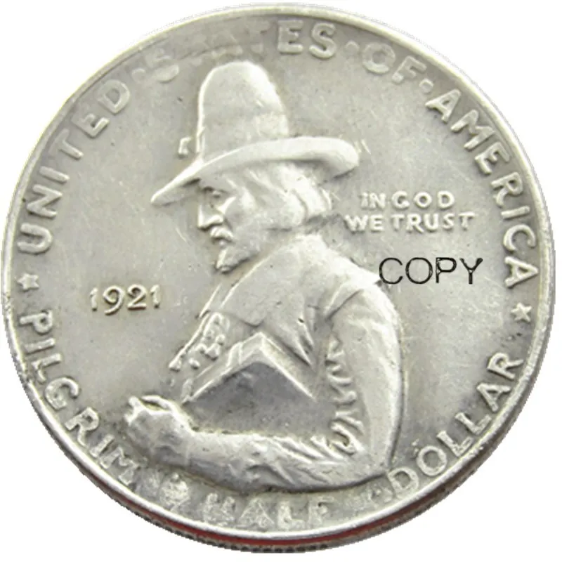 

USA 1921-1920 Pilgrim Half Dollar Commemorative Silver Plated Copy Coin