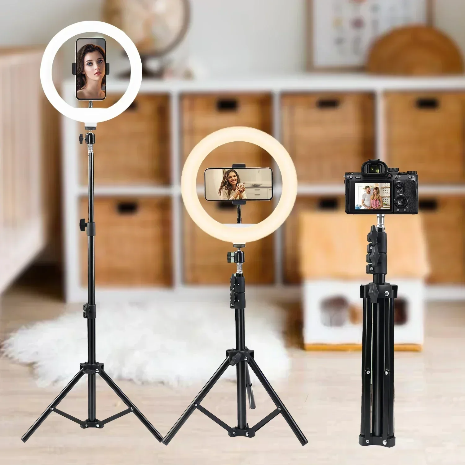 Zomei 10/12in RGB Selfie Ring Light Tripé 110CM LED Luz de preenchimento Suporte para fotografia para celular Câmera Smartphone