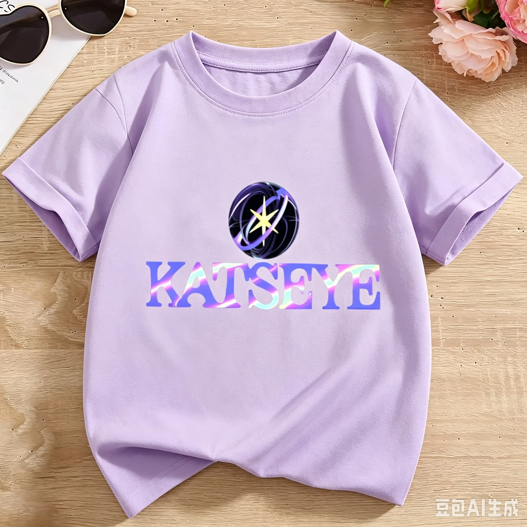 2026 Neuer Stil Popstar Katzenaugen-Print Kinder T-Shirt Jungen Mädchen Kurzarm Reine Baumwolle Lässige Sommer-Oberteile – Detail 1
