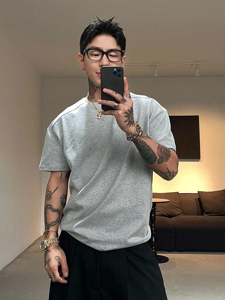 

Light ey Heavyweight ort Sve Men's T-irt American Sle Small Collar Pure Cotton f Sve Cleanfit Summer Faion