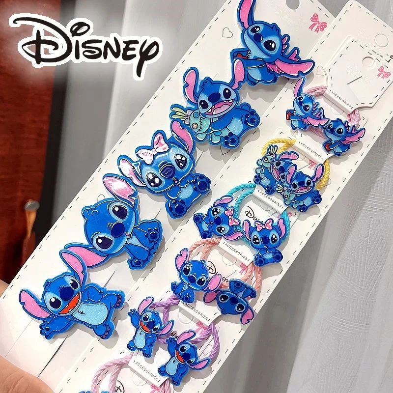 

5/10pcs Disney Anime Lilo & Stitch Hair Bands Kawaii Stitch Hairpin Cartoon Rubber Band Hair Accessoires Girl Birthday Gifts Toy