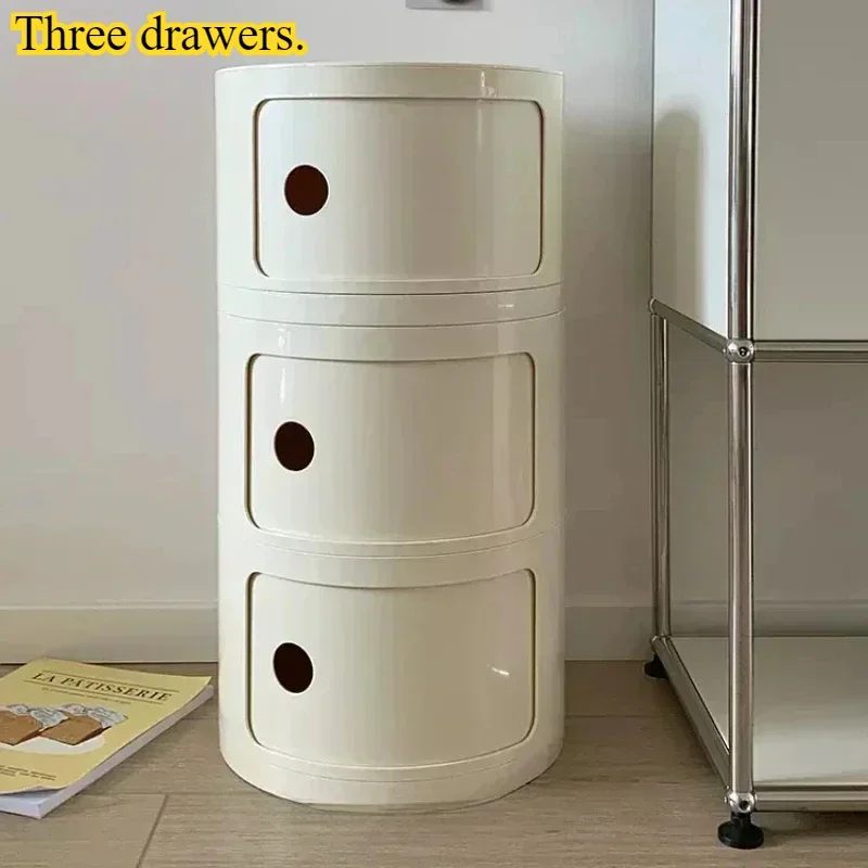 Creative Bedroom Bedside Table Modern Minimalist Round Storage Cabinet Large Capacity Plastic Side Table De Chevet Furniture