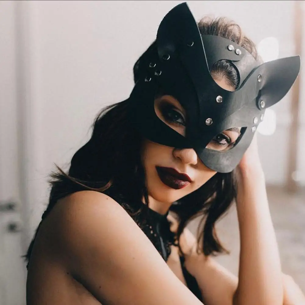 Popular Cosplay Masque Easy to Wear Fox Face Shield Adjustable Nightclub Bar Party Half-face Fox Masquerade  Decorative