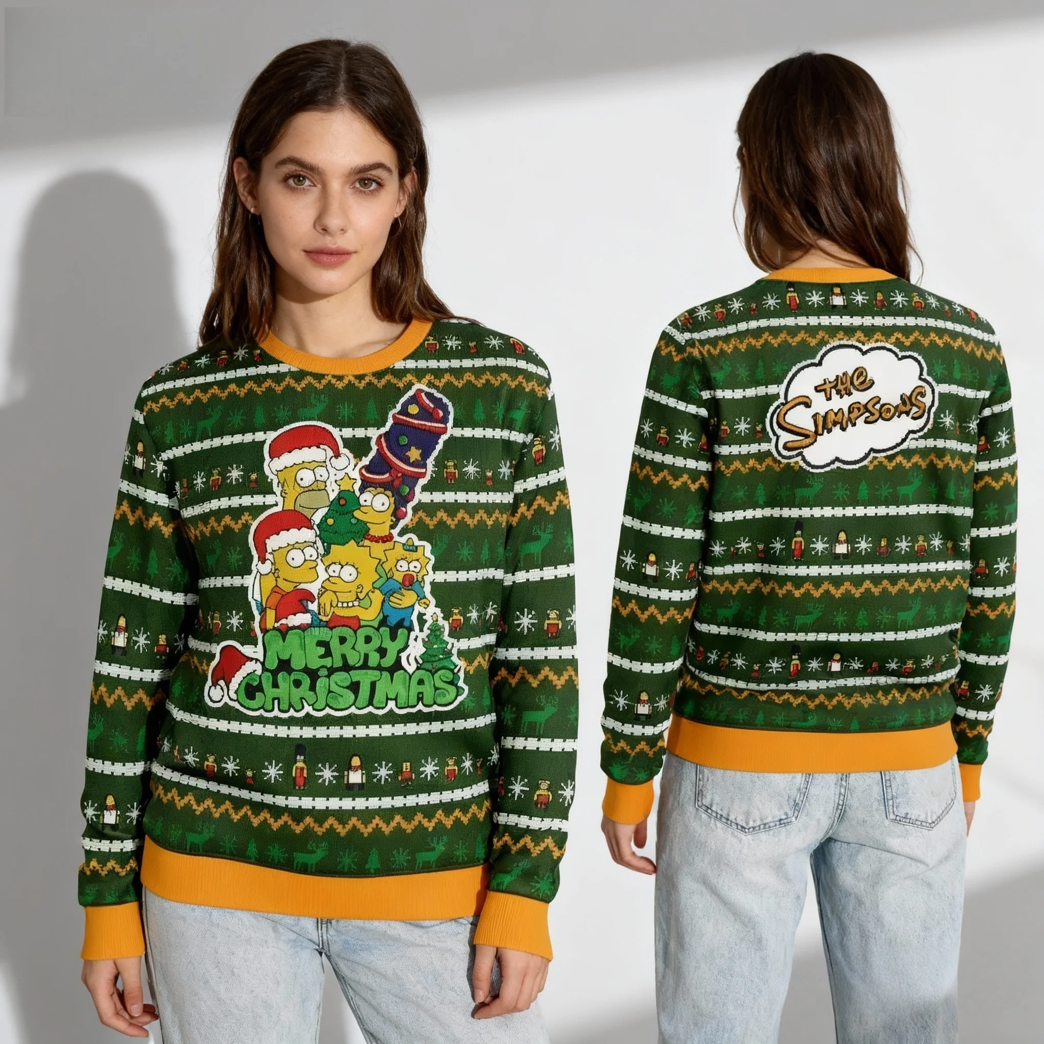 Collezione Disney autunno/inverno The Simpsons Abiti brutti di Natale Felpe con cappuccio girocollo per adulti stampate in 3D Abbigliamento di moda