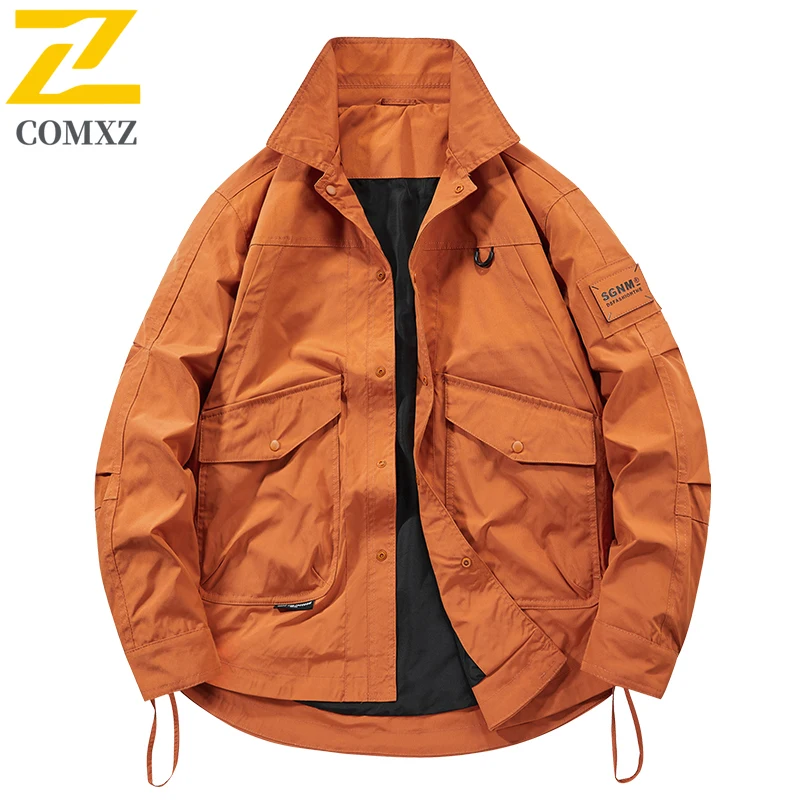 COMXZ الرجال معطف الخريف 2025 جديد كلاسيكي فضفاض العصرية عمال الوقوف طوق وسيم ملابس رجالي ربيع الخريف قميص قصير غير رسمي #4