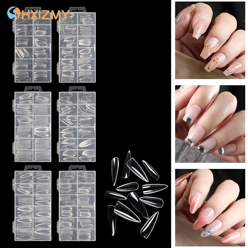 120Pcs Nail False Tips Mold Quick Building Mold Tips Nail Dual Forms Finger Extension Nail Art UV Building UV Gel Tools