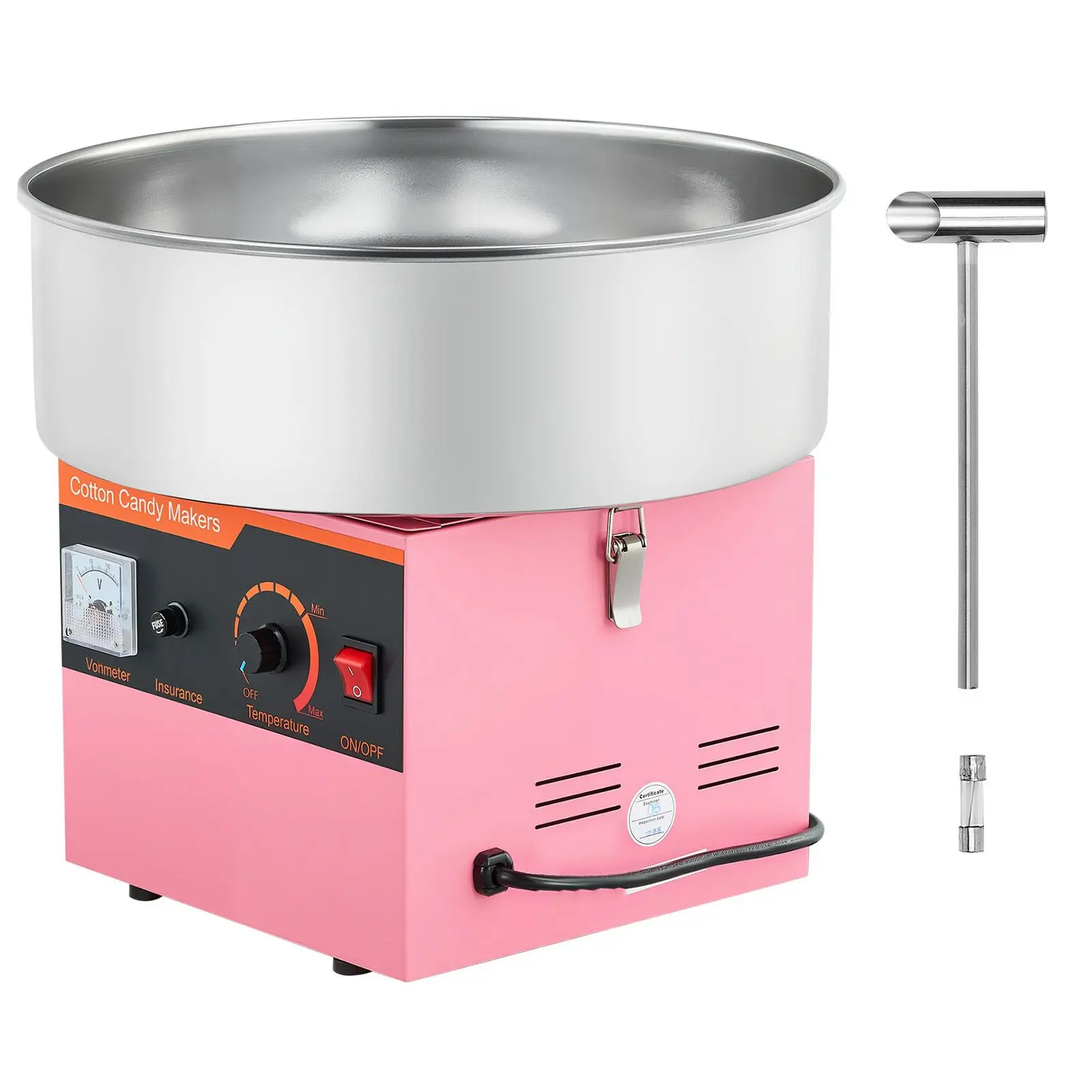 Cotton Candy Machine Commercial, 1000W Electric Candy Floss Maker, Easy Use with 15 Inch Stainless Steel Bowl and Sugar Scoop
