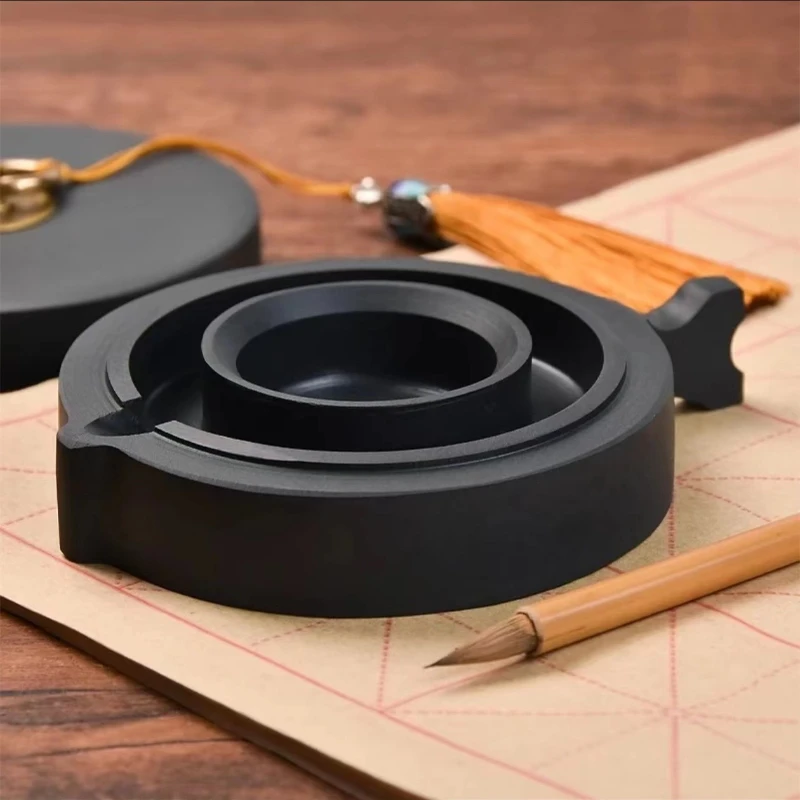 Hand‑polished Chinese She Inkstone, Fish‑shaped Hot‑pot‑style Moisture‑preserving Inkstone Made of Ribbed Stone