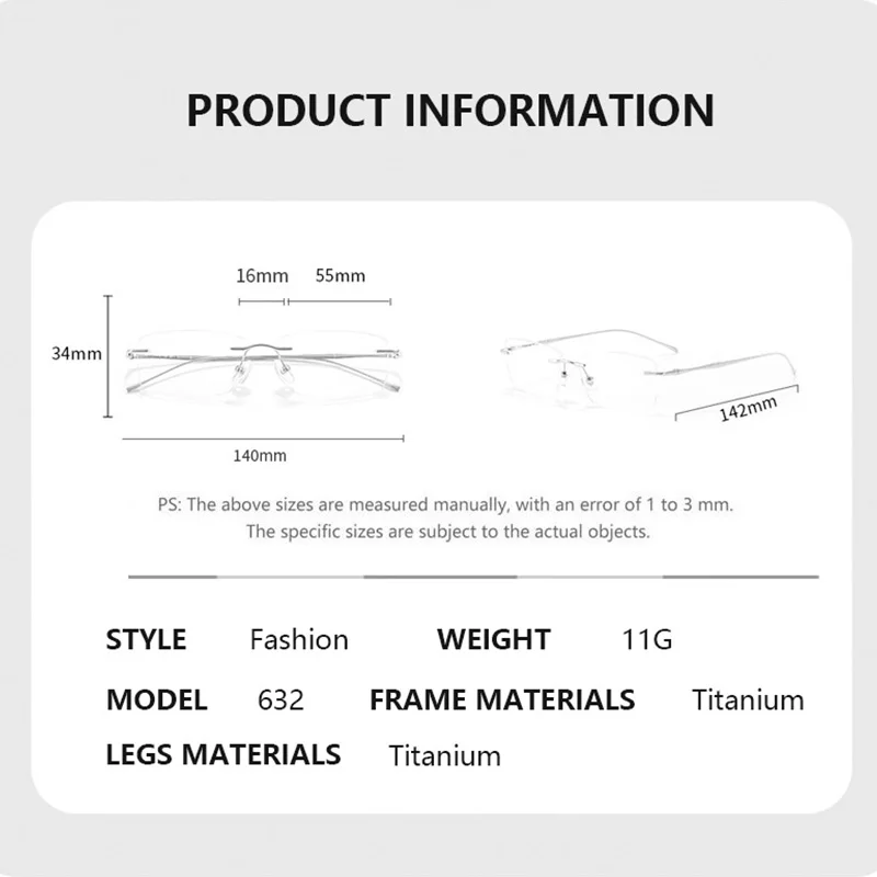 Pure Titanium Glasses Anti Blue Light Men\'s Eyeglasses Frames Luxury Brands Rimless Glasses Women Pure Titanium Computer Lenses