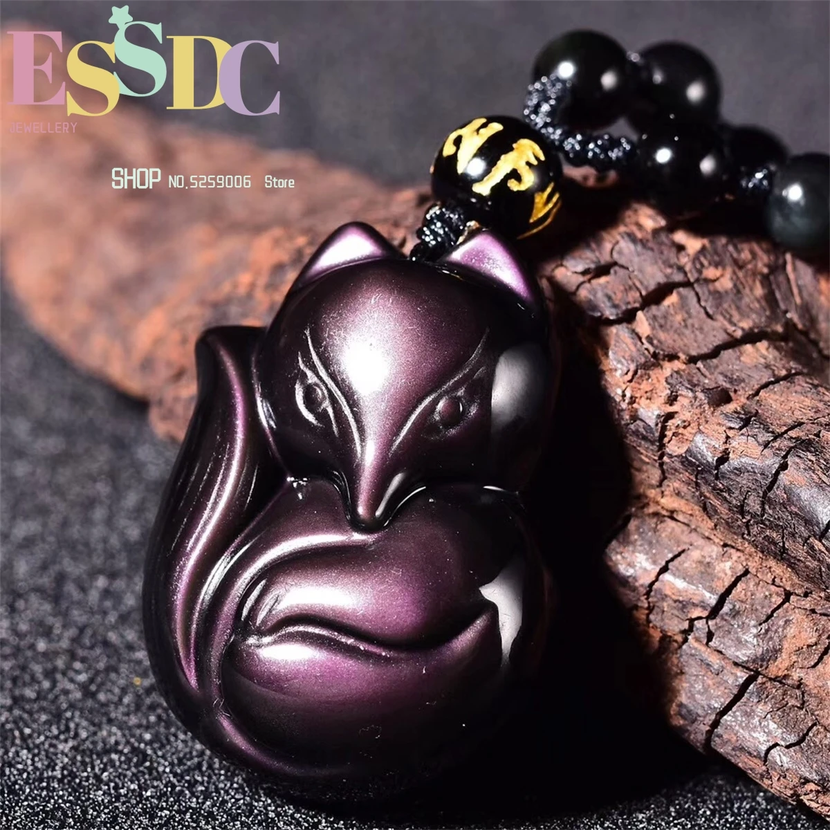 Natural Obsidian Rainbow Eye Fox Pendant Men And Women Fashion Necklace  Wholesale Charm Exquisite Personality Retro Gift