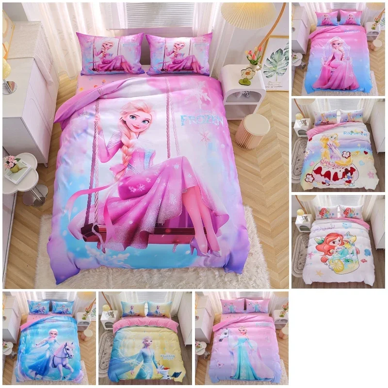 

2026 Series Elsa Princess Rapunzel Mermaid Bedding Sets Duvet Cover Set Comforter Cover for Kids Bedclothes Bedroom Decor