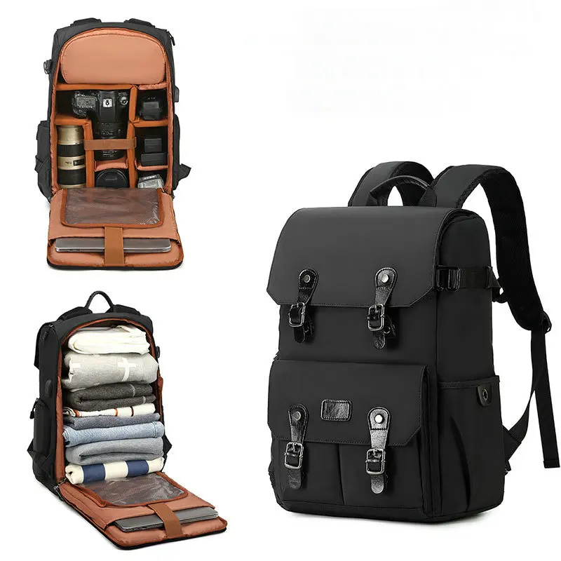 

New Retro Batik Canvas Camera Backpack With USB Port Fit 15.6' Laptop Waterproof Camera Bag Carry Case for DSLR Drones 2019