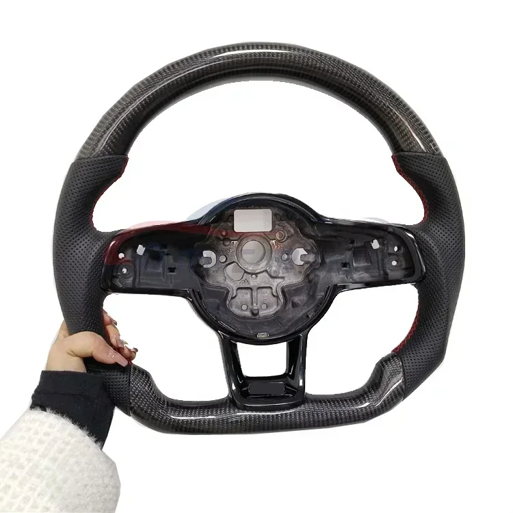 

Custom Real Carbon Fiber Steering Wheel Suitable for V-W GTI Car POLO vento passat b6 mk8 Steering Wheel Cover