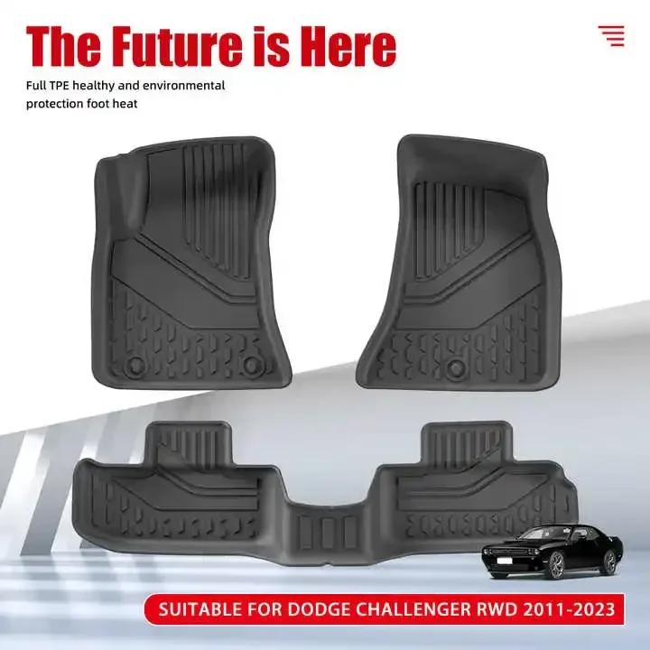

3D TPE Car Floor Mat for Dodge Challenger RWD 2011-2023 All Weather Car Floor Liners Waterproof