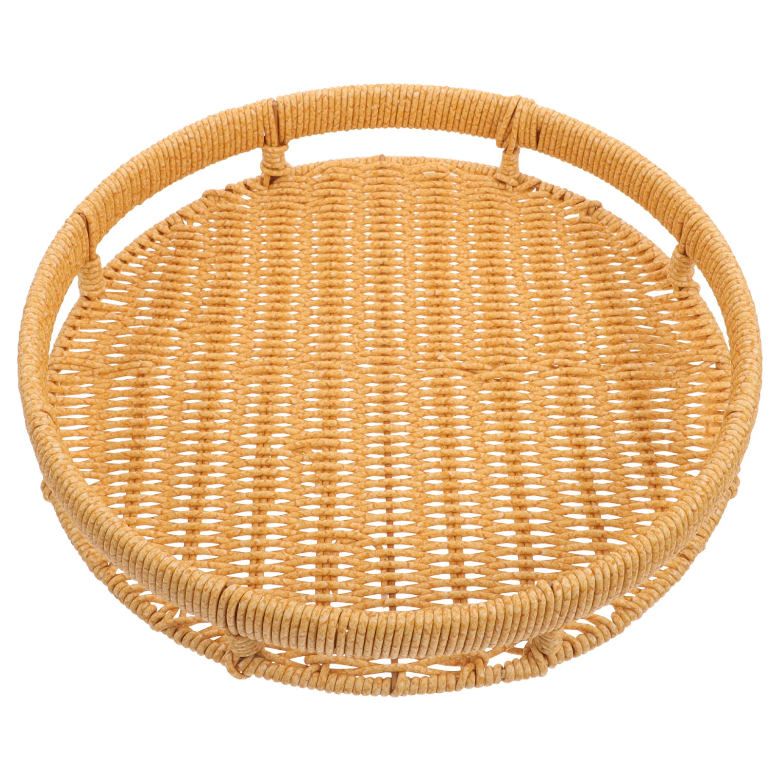 

Round Woven Basket Small Lightweight Pp Storage Tray Foldable Fruit Snacks Bedroom Kitchen Bathroom Banquet Party Wedding