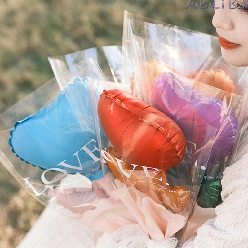 5PCS Mixed Color Love Rose Balloon Bouquet Gift Mother\'s Day Gift Valentine\'s Day Wedding Party Supplies