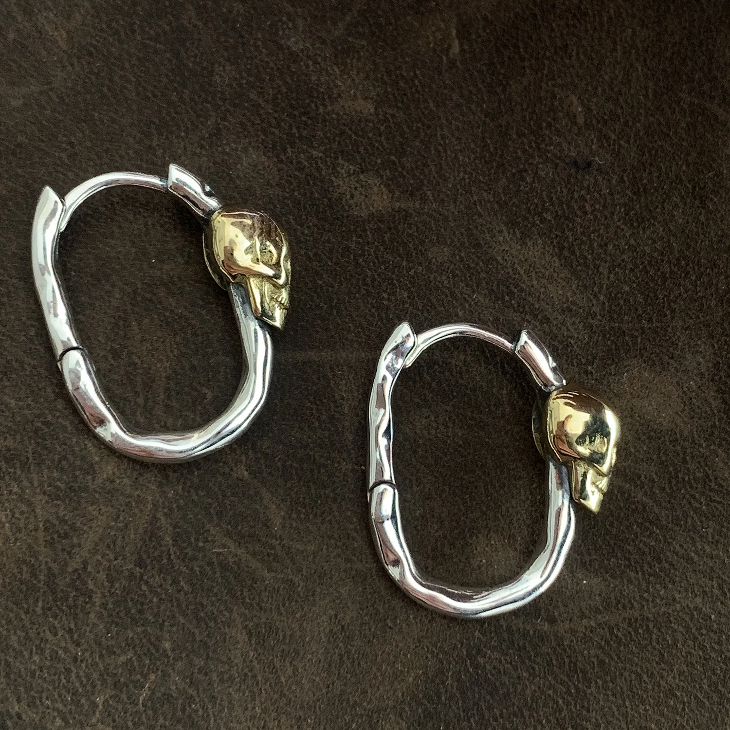 VENFTILLE Silver Gold Color Skull Hoop Earrings for Women Girl Punk Hiphop Jewelry Dropship Wholesale