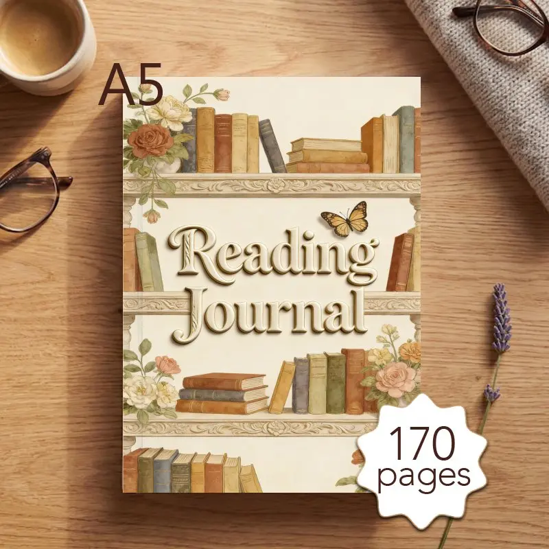 

A5 Reading Journal, Daily Reading Planner with 170 Pages, Reading Log & 52 Book Review Templates, Perfect Gift for Book Lovers