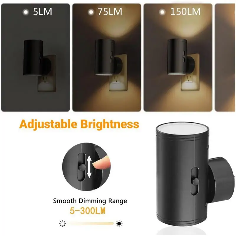 LED Night Light Plug in Modern NightLights EU/US Plug into Wall Dusk to Dawn Sensor Adjustable Brightness Dimmable for Bedroom