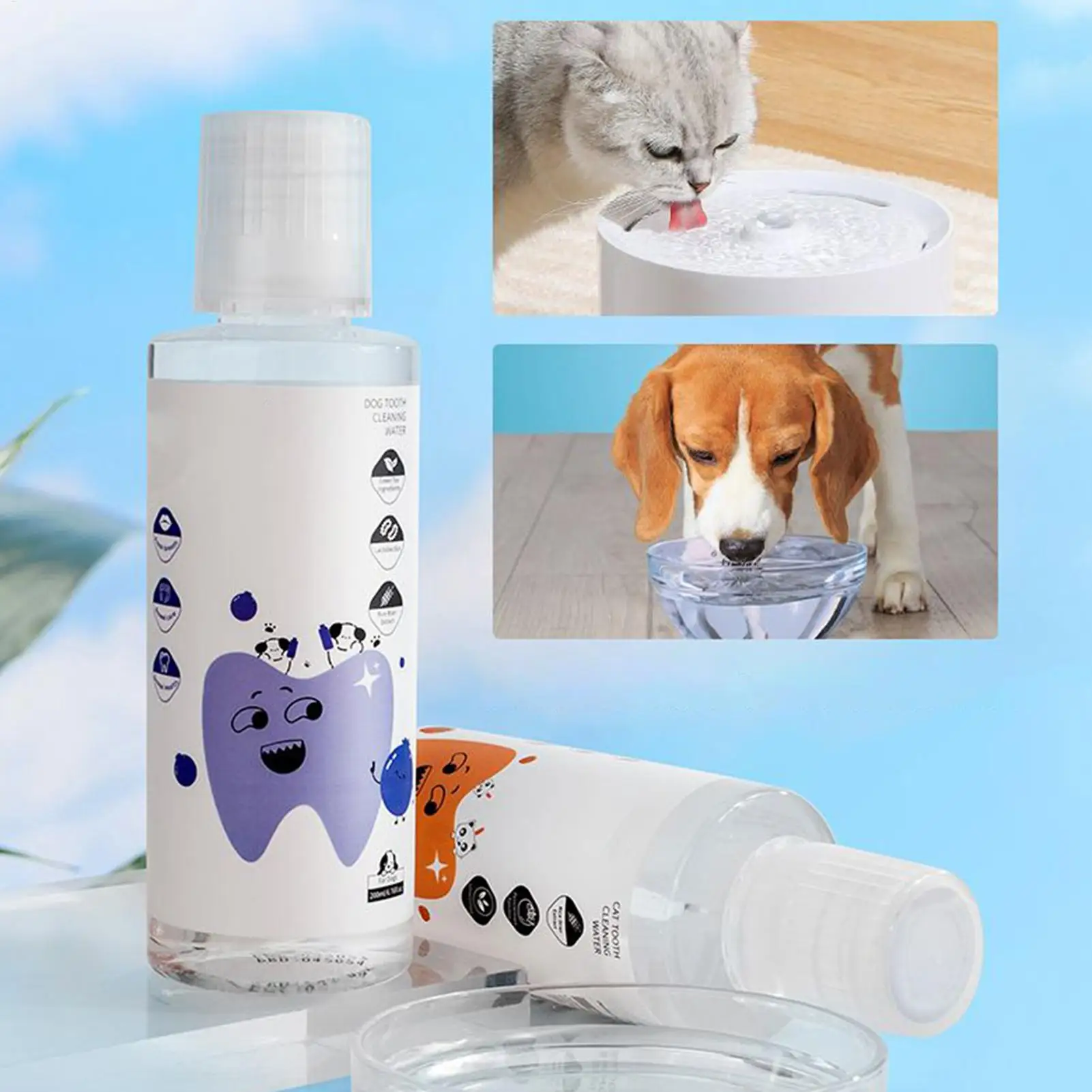 Dog Dental Water Additive 200ml Fresh Breath Teeth Care Solution Plaque Tartar Remover for Dogs Cats Pet Teeth Cleaning Care