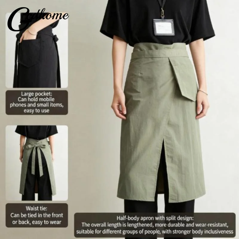 Unisex Kitchen Apron Half-length Japanese Pattern with Waterproof Material for Culinary Experts
