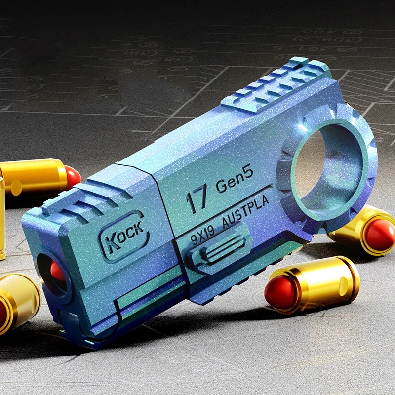 1PCS Mini EDC Throwing Shell Double Head Gun Glock Mini Alloy Pistol Soft Bullet Pistol Finger Gyroscope Creative Toy