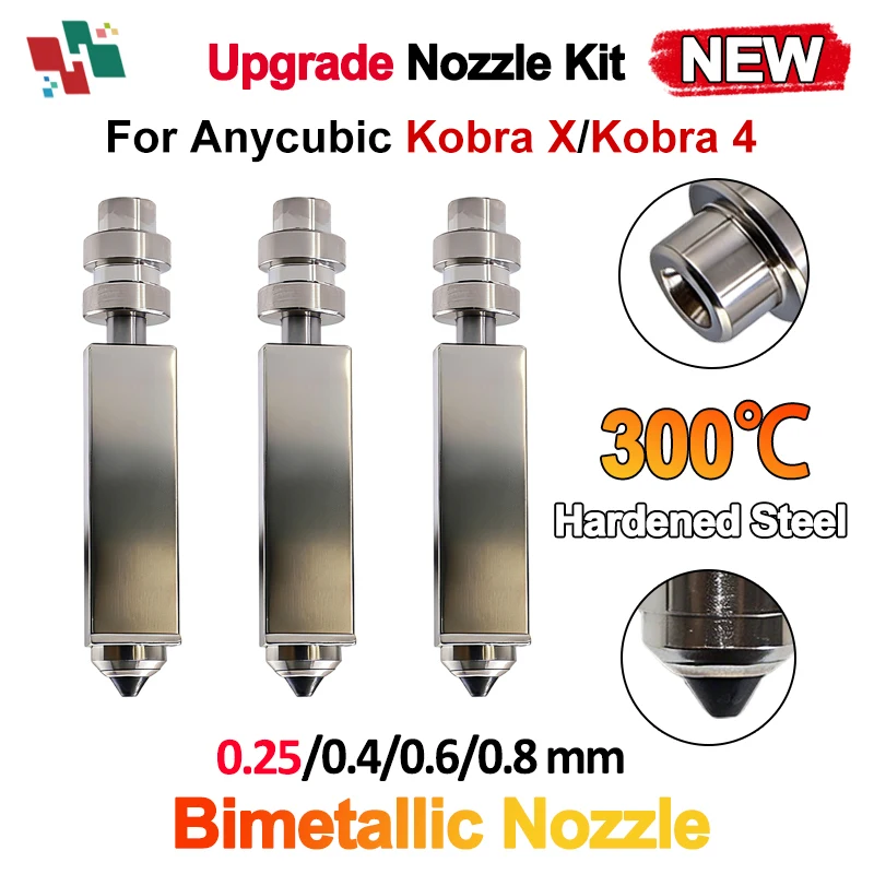 Conjunto de calentamiento de boquilla bimetálica para impresora 3D Anycubic Kobra X/Kobra 4, actualización para Anycubic Kobra X 0.2/0.4/0.6/0.8mm