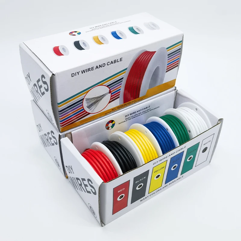 16 18 20 22 24 26 28 30 AWG Flexible Silicone Electrical Wire 6 Colors Stranded Tinned Copper Hookup Insulated Cable
