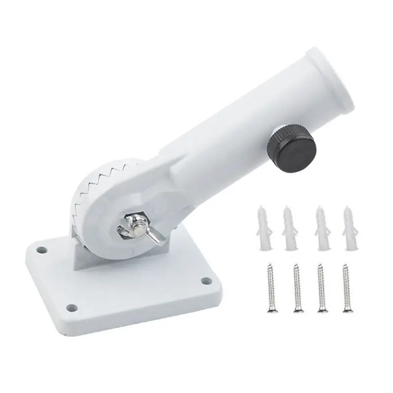 A98E-Flag Pole Holder Bracket Flagpole Rod Hitch Bracket Flag Pole Mounting Bracket Adjustable Multi-Position White