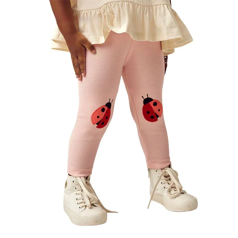 

3-8T Animals Ladybug Emboidery Autumn Spring Girls Leggings Pants Clothing Full Length Pants Fashion Baby Skinny Pencil Pants
