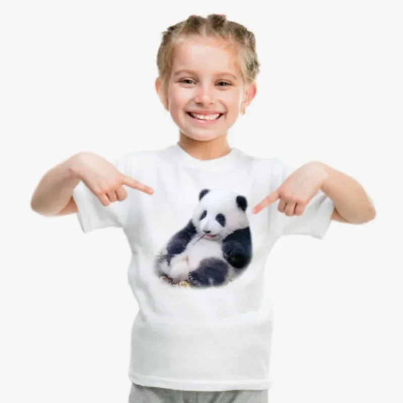 Roupas infantis e masculinas na Europa e nos Estados Unidos, panda explosivo, camiseta estampada com padrão floral, roupas de menina, tops