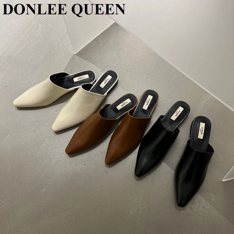 Spring Flat Slippers Women Brand Slides 2023 Fashion Mules Shoes Slip On Casual Outdoor Slipper Closed Toe Low Heel Summer Shoes