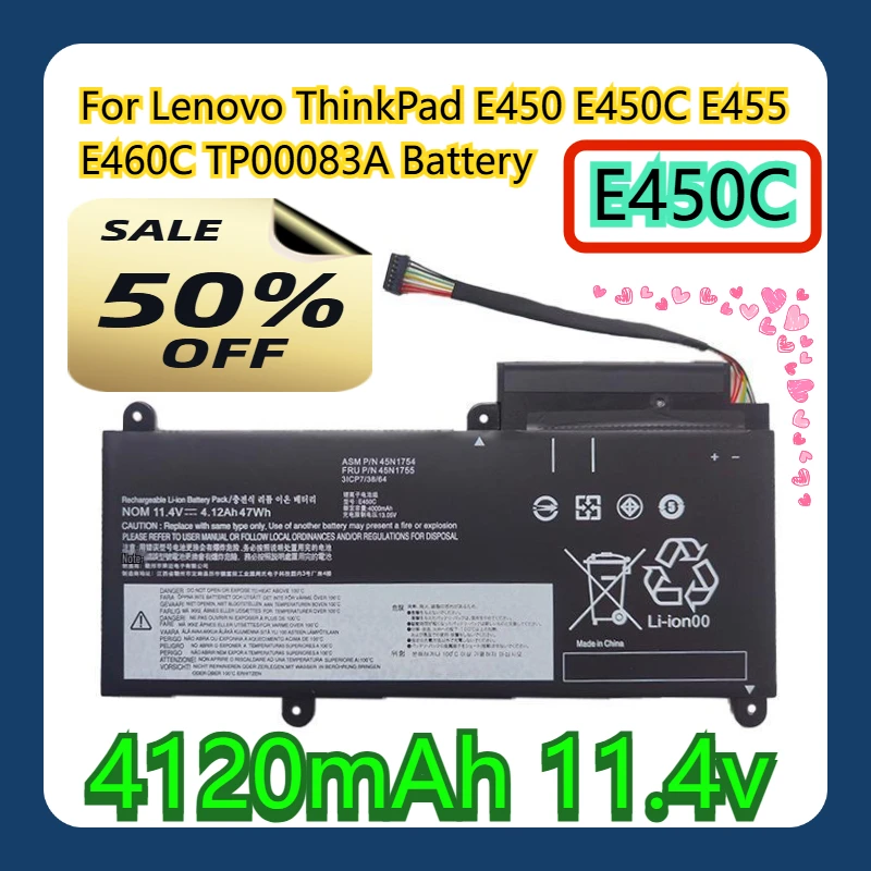 

For Lenovo ThinkPad E450 E450C E455 E460C TP00083A Battery