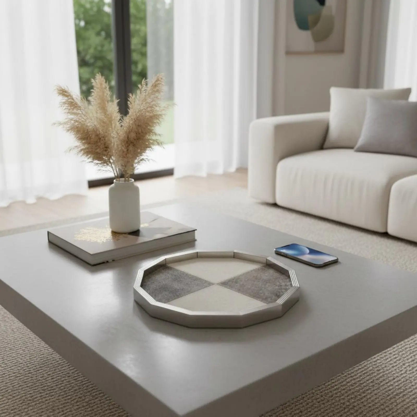 

Decorative Tabletop Tray Modern Luxury Design Decor Tray Tableware Mixed Texture Design Easy to Clean for Living Room