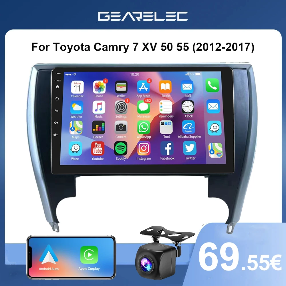 Carplay For Toyota Camry 7 XV 50 55 2012-2017 Android 12 Car Stereo Multimedia Video Player Middle East/South America Version