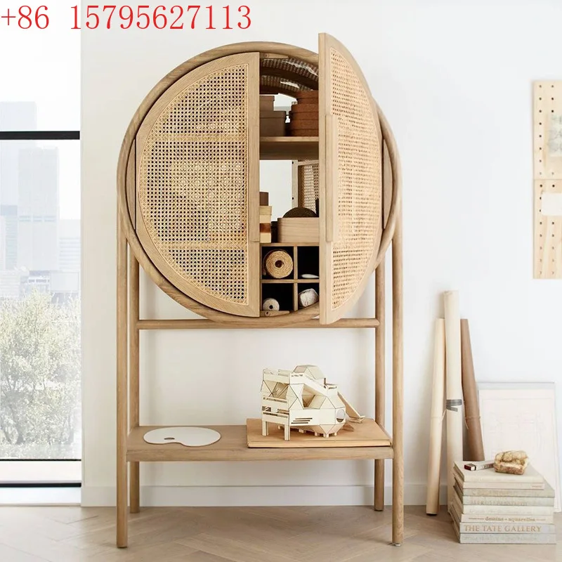 

Скандинавский входной шкаф из цельного дерева из ротанга, винный шкаф, встроенная перегородка для гостиной, дома, экрана
