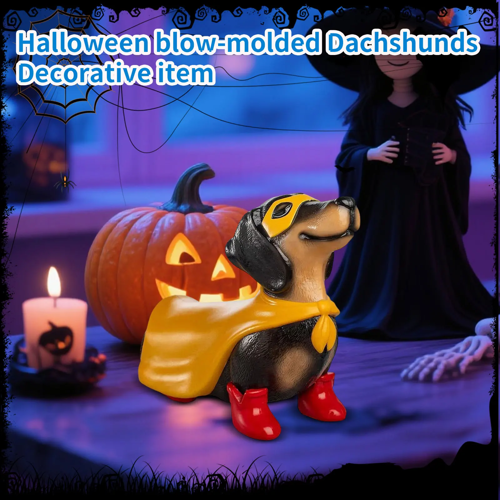 

Vintage Style Blow Mold Halloween Dog, Light Up Sausage Dog Lawn Decor, Retro Nighttime Outdoor Statue, Classic Halloween Collec