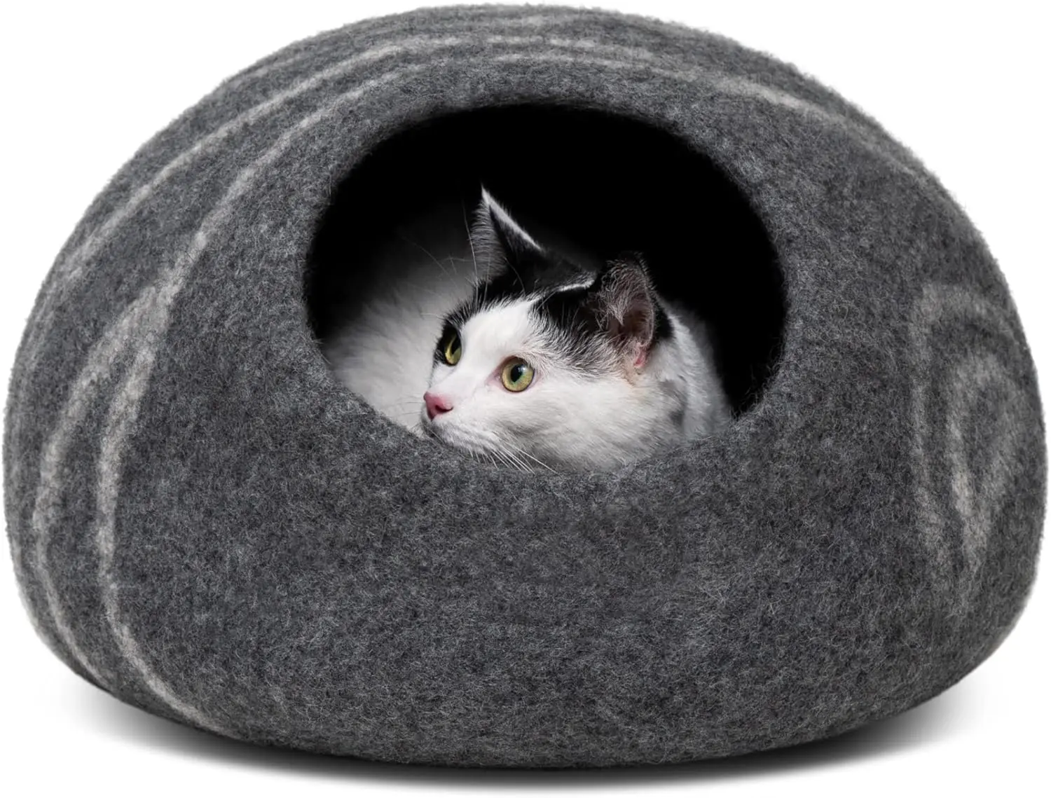 

Premium Handmade Merino Wool Cat Cave Bed for Indoor Cats, Large Dark Grey, Durable & Soft