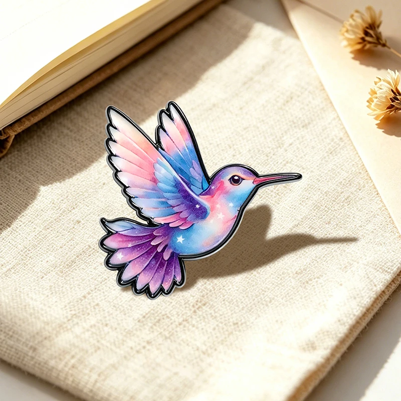 Galaxy Space Animal Pins 6-style Enamel Metal Fox Bee Bird Whale Brooch Pin On Clothes Bags Badge Fashion Accessories Gifts