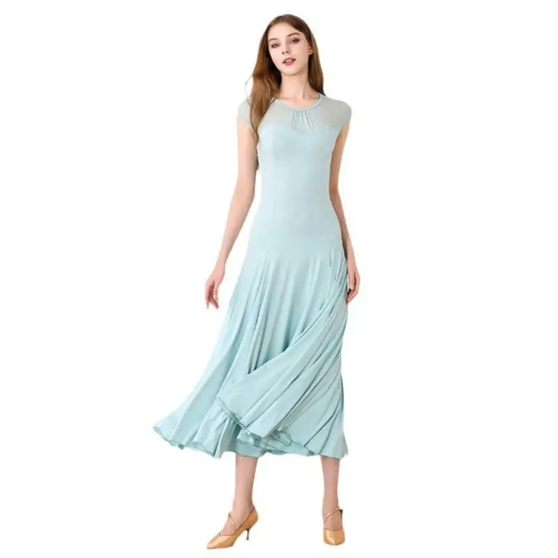 Robe de danse moderne à manches courtes pour adultes, découverte d'épaule, Costume de danse de salon, robe de valse, My900, 2025