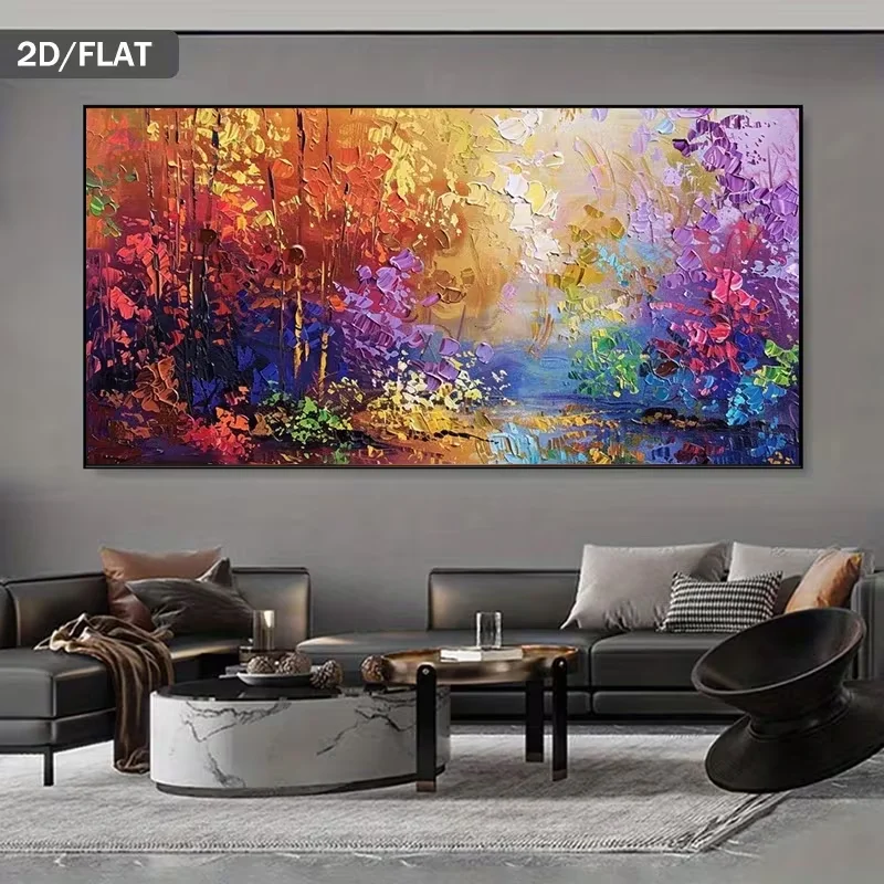 2D Flat, 2D Flat, 1pc 2D/Flat Printing Large Modern Abstract Canvas Painting - 39.37x78.74 inches/100x200 cm Multicolored Autumn