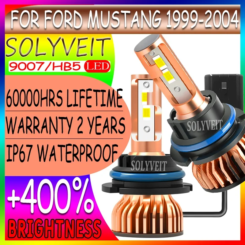 

Waterproof ip67 Shockproof Safe Night Driving 9007 high low beam Headlight LED For Ford Mustang 1999 2000 2001 2002 2003 2004