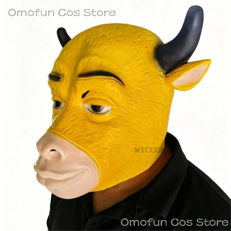 New Arrival The Ox Comes Halloween Latex Yellow Bull Head Mask Movie‑Themed Funny Novelty Nilai Head Mask for Party Cosplay view 5