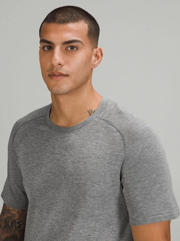 Lemon Metal Vent Tech Men's sports short-sleeved T-shirt Men's Casual Breathable Elasticity Round Neck Quick Drying Sports Shirt
