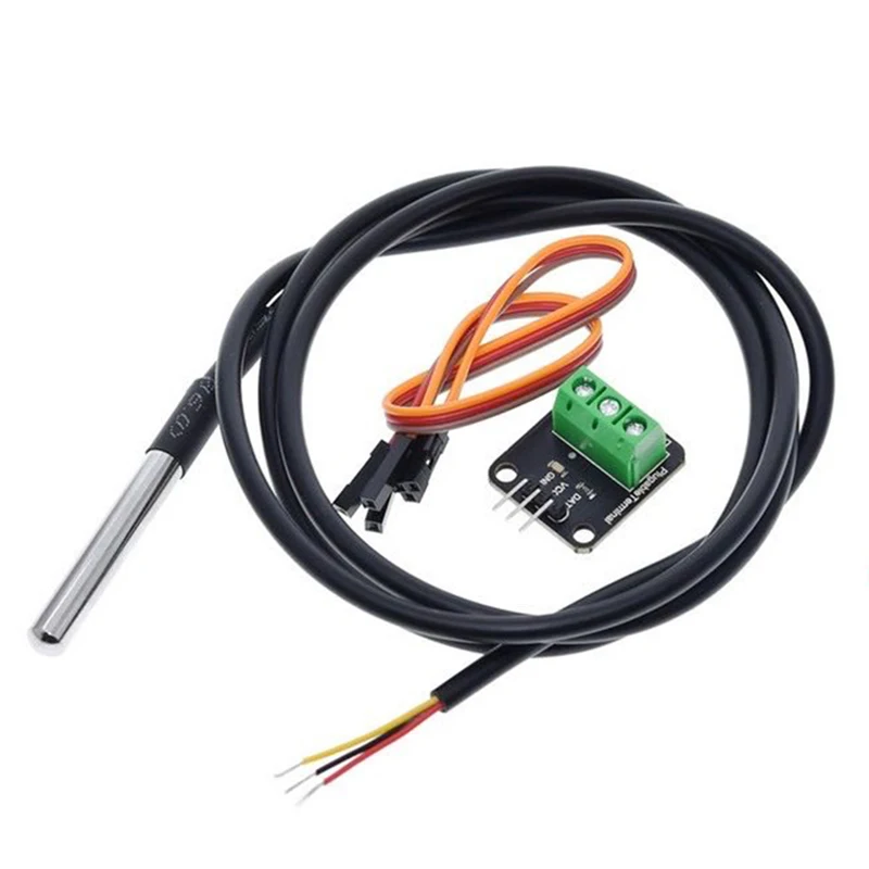 1PC DS18B20 Temperature Sensor Module Kit Waterproof 100CM Digital Cable Stainless Steel Probe Terminal Adapter For Arduino