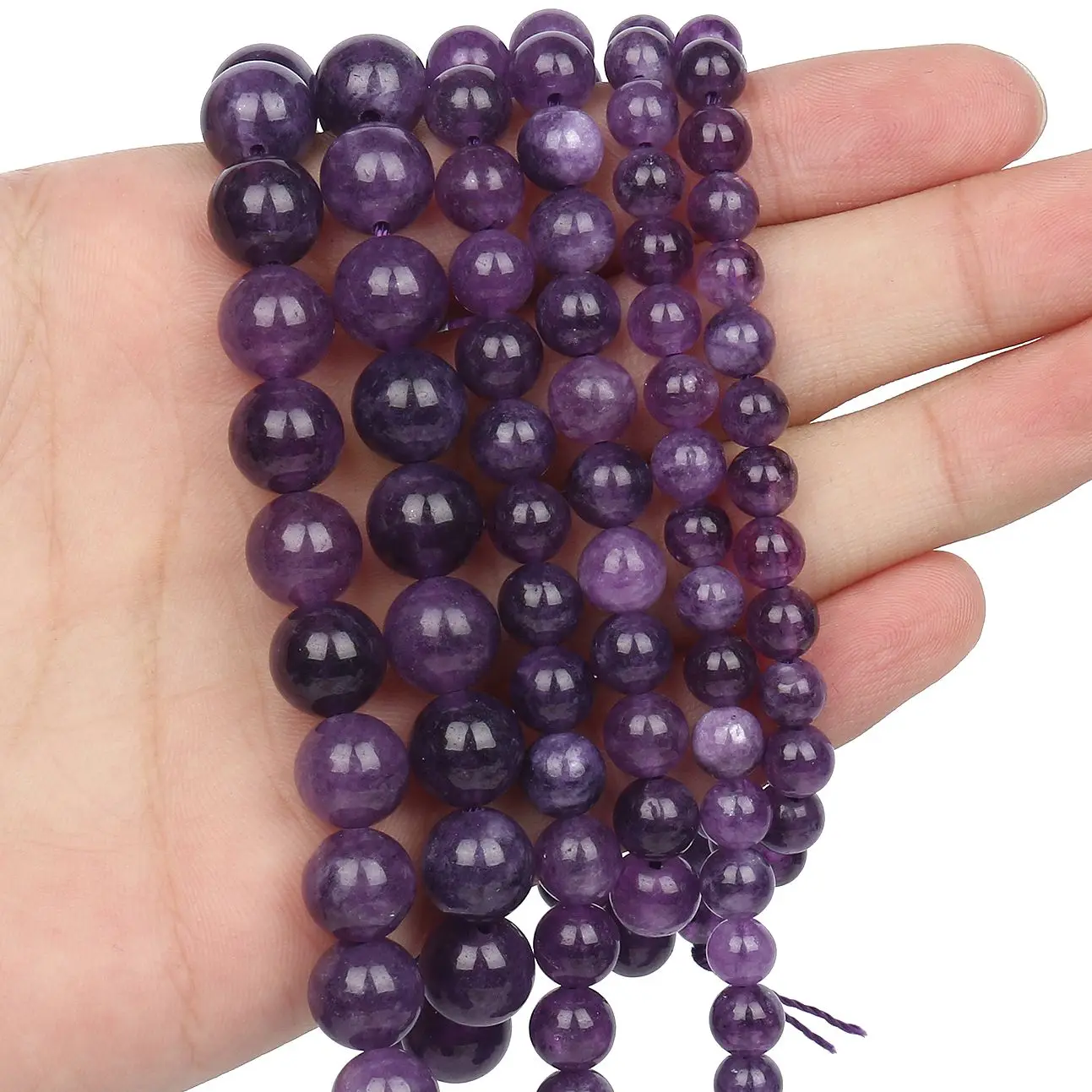 Natural Amethyst Stone Beads 6/8/10mm Round Shape Crystal Loose Spacer Beads For Jewelry Making Diy Bracelet Necklace 15inch