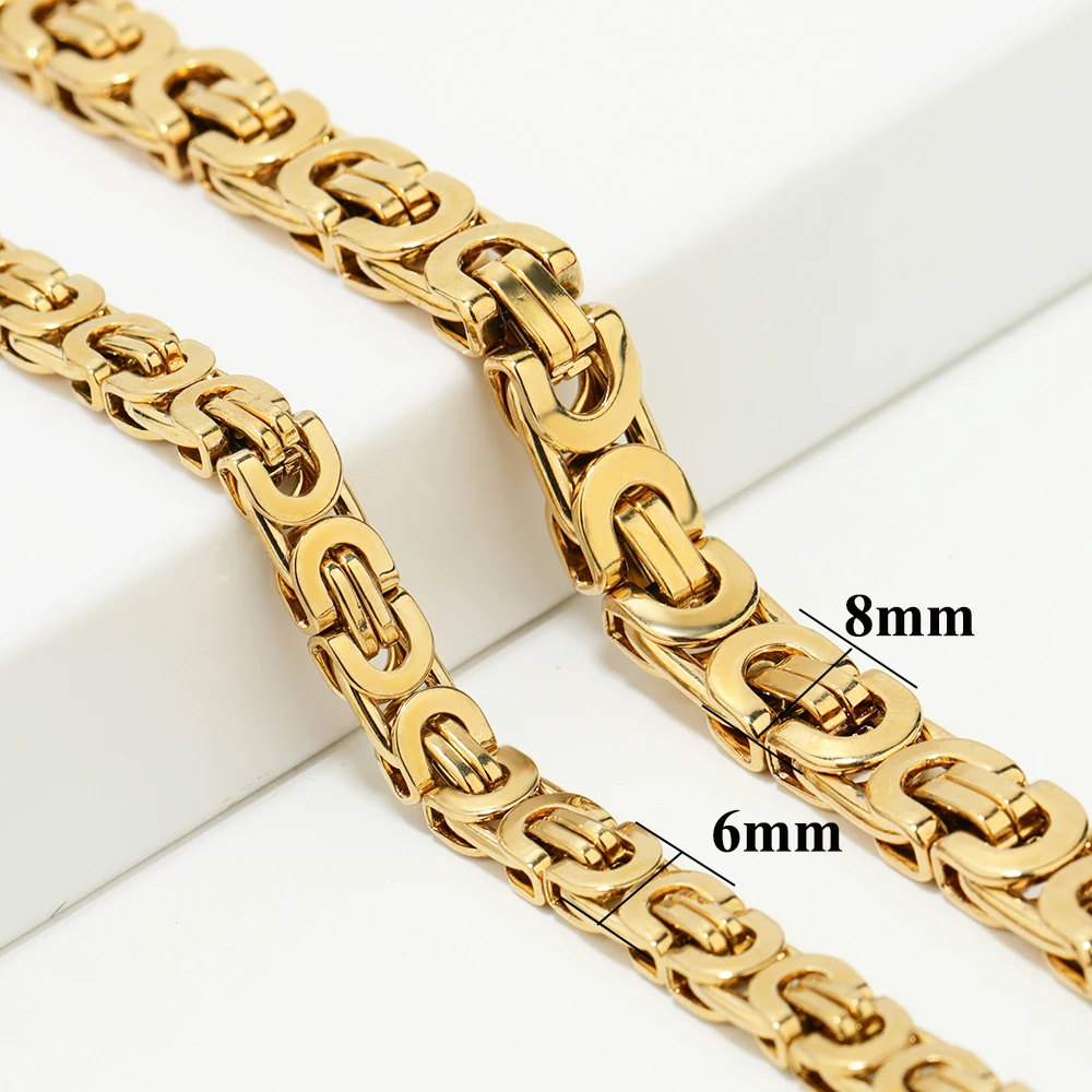 1 Meter Stainless Steel Width 8/6MM Chunky Big Chains Flat Link Chains for DIY Chunky Thick Lock Chain Necklaces Jewelry Making