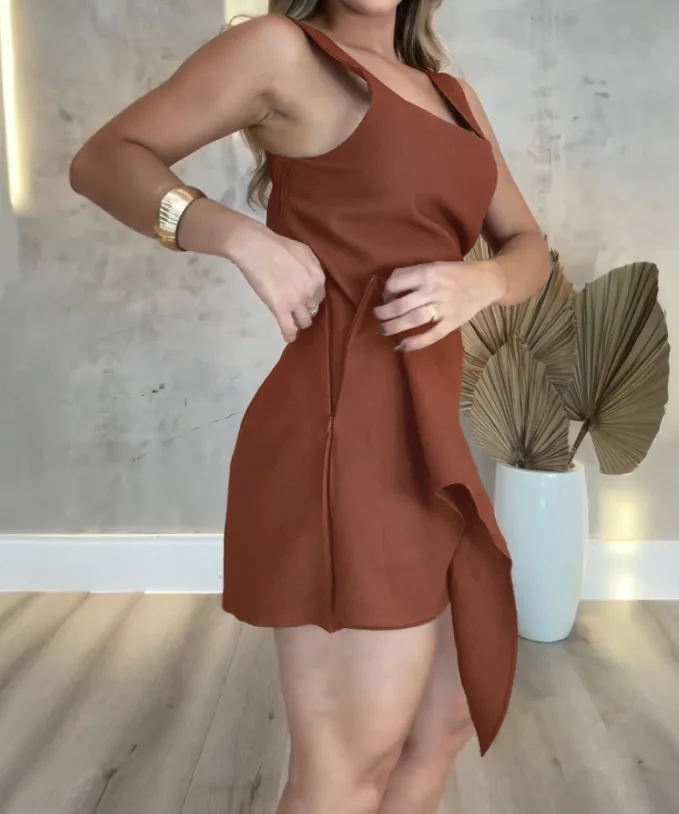 Summer Women Skirts Outfits 2 Pieces Sets Women's Fashion Square Neck Sleeveless Lace-Up Zipper Casual Skirt Sets