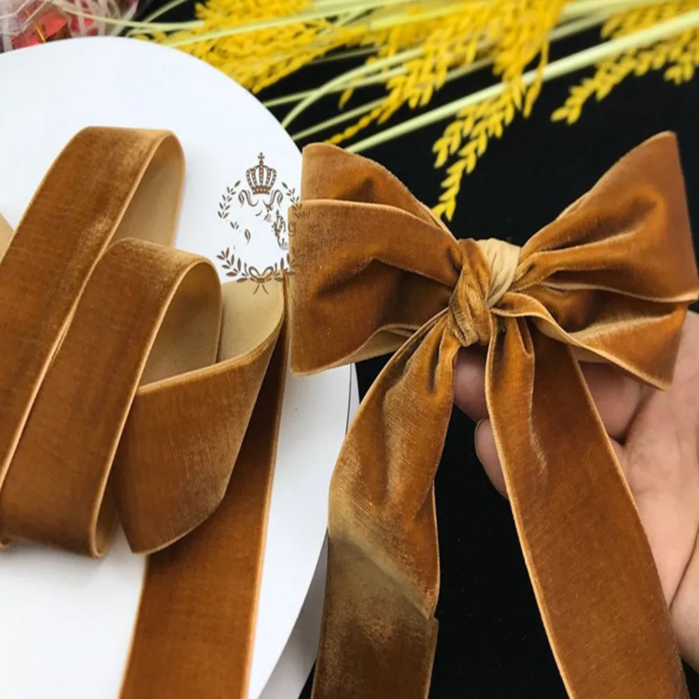 38mm Ginge Velvet Ribbon Single Face Wedding Party Decoration Handmade Ribbon Gift Wrapping Hair Bowknot DIY Christmas Inelastic