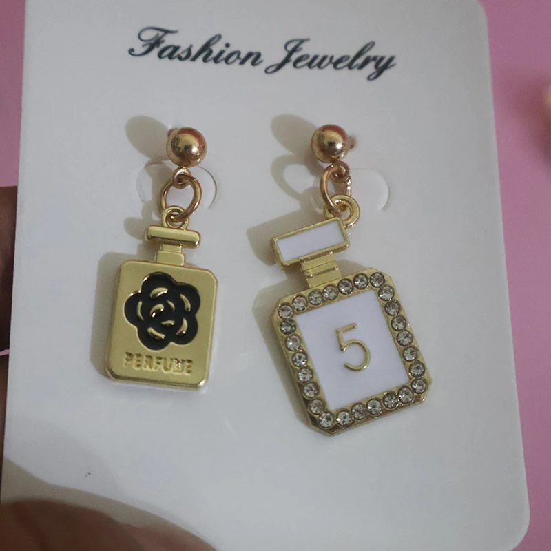 trendy women's earrings 2024 Luxury Fashion Pearl Earrings Vintage Bottle Earrings with Number 5